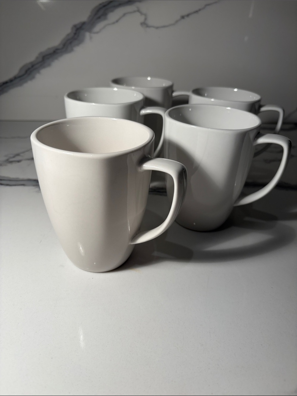 Corelle Classic White Ceramic Coffee Mugs - Set of 6